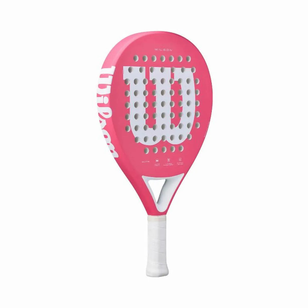 Raquette padel Wilson Elevate rose blanc — vue de profil 2