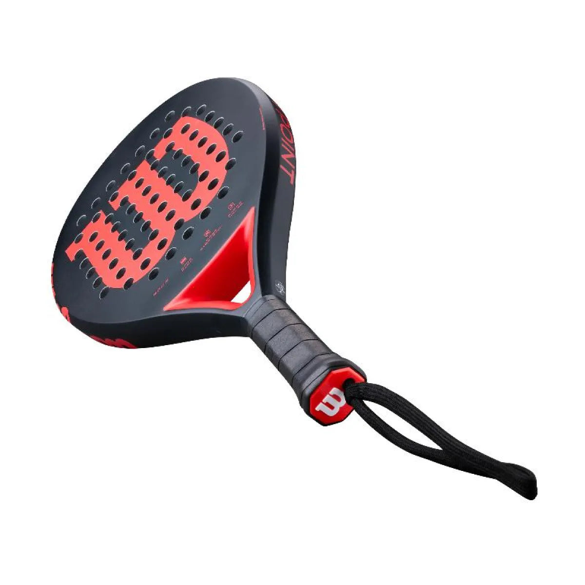 Raquette padel Wilson Match Point noir rouge — vue en perspective