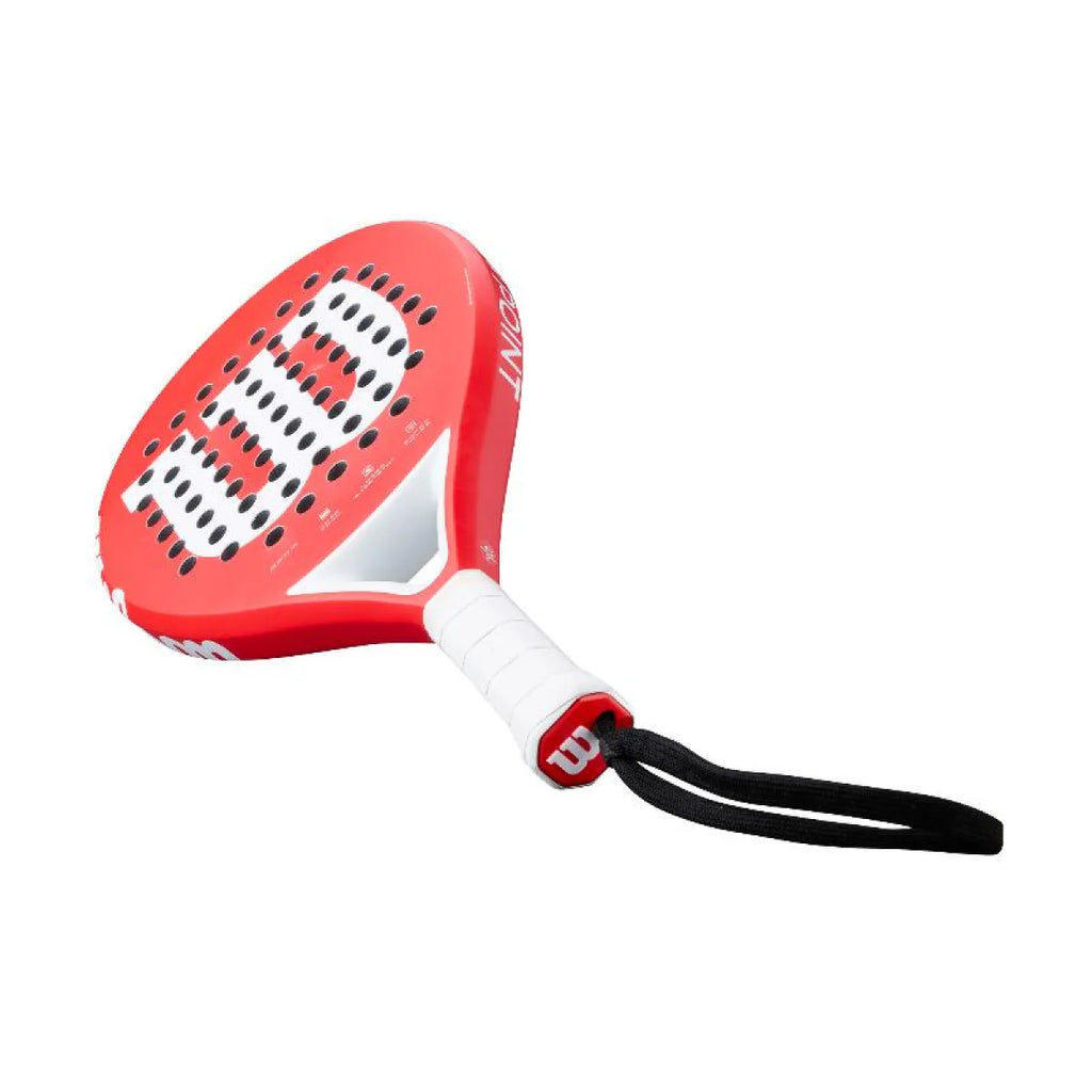 Raquette padel Wilson Match Point rouge blanc — vue en perspective