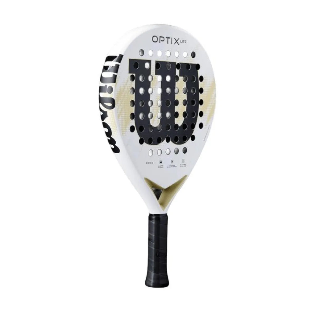 Raquette padel Wilson Optix V2 Lite blanc — vue de profil