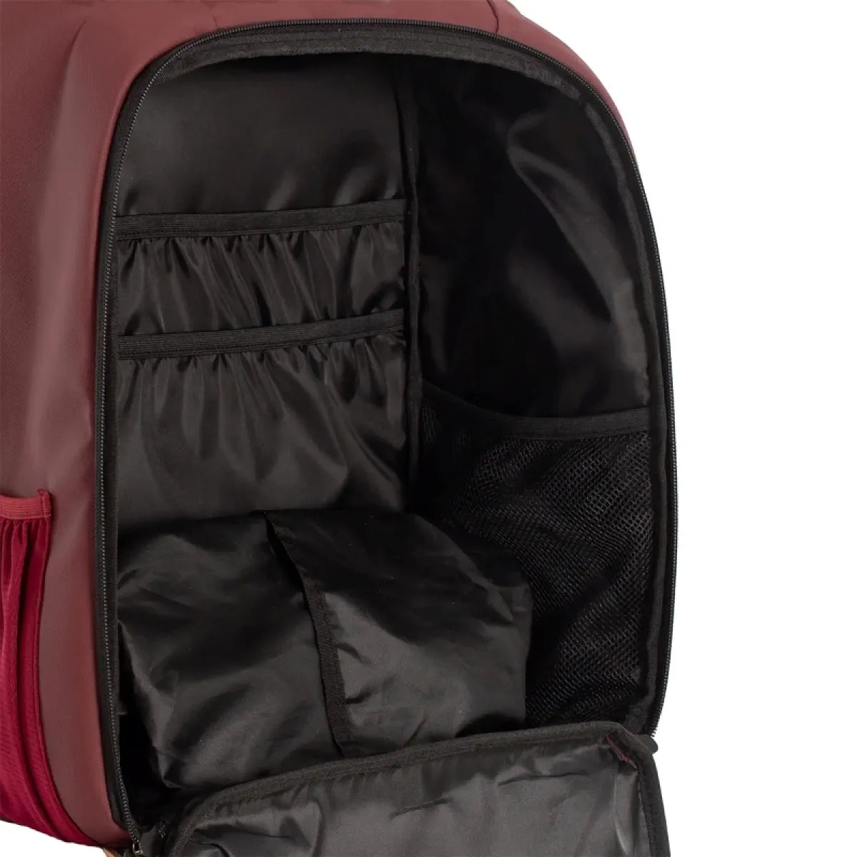 Sac à dos padel Black Crown Magic bordeaux doré — vue détail du compartiment
