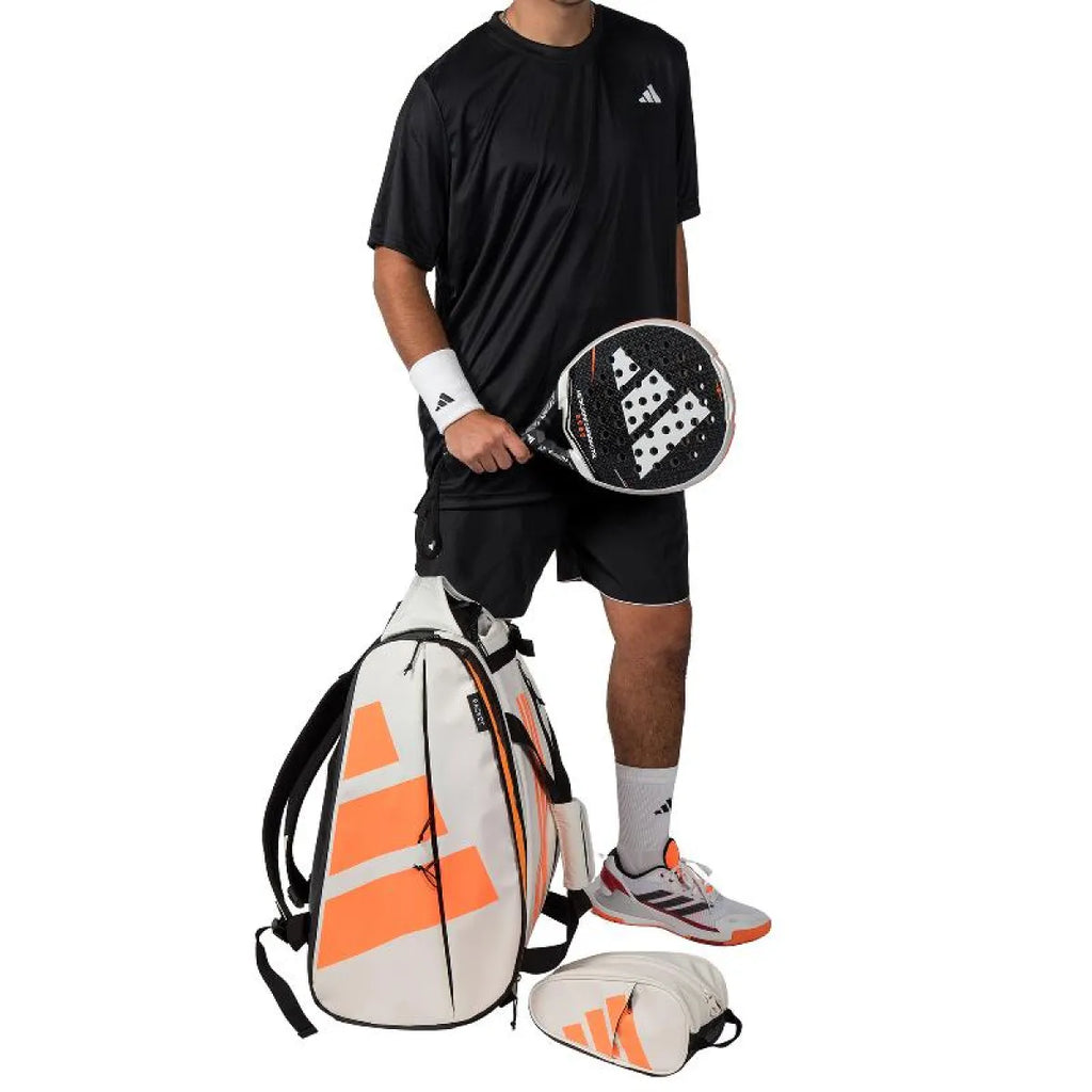 Sac de padel Adidas Multigame 3.5 blanc Tiza orange — vue en perspective