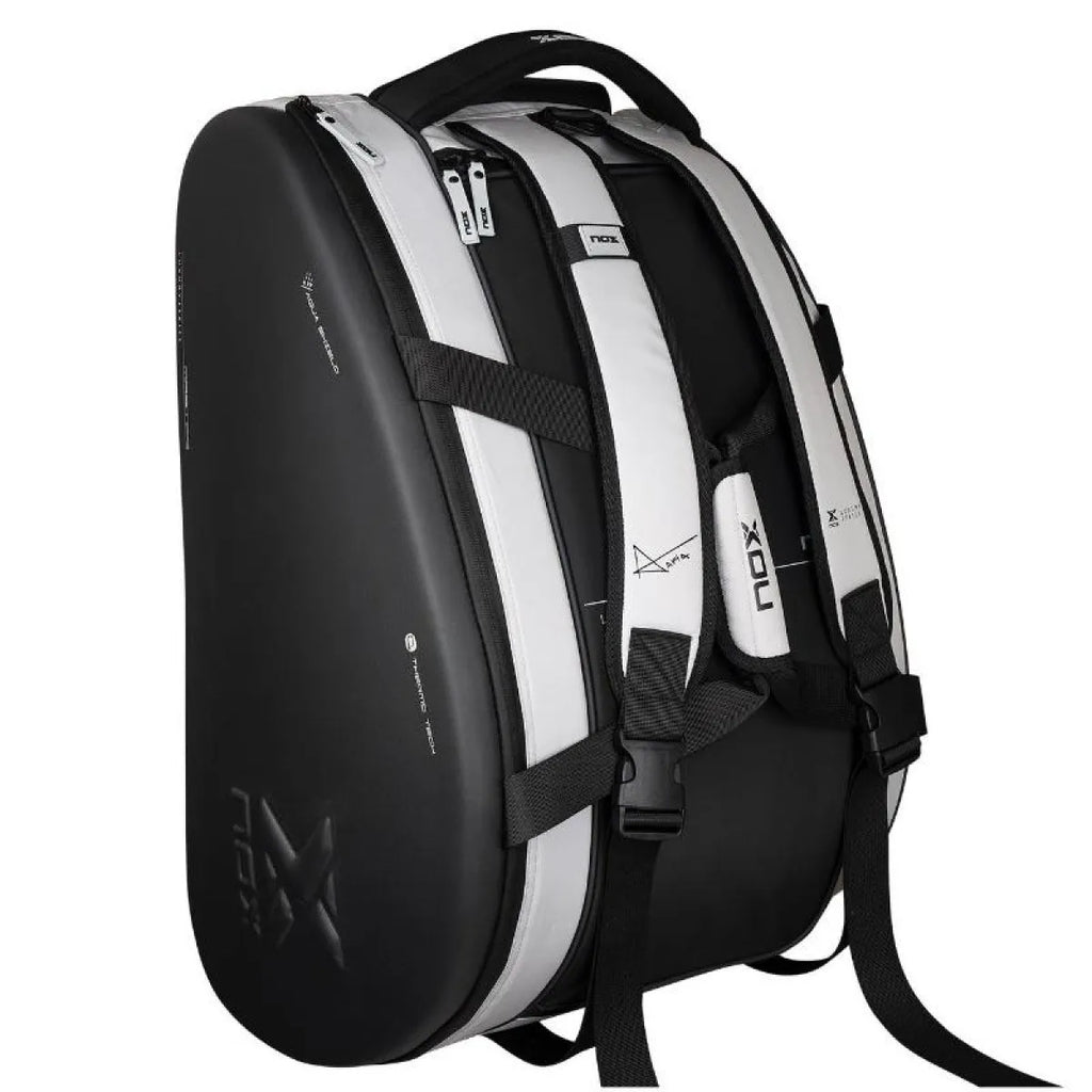 Sac de padel Nox AT10 Luxury Master Series noir blanc — vue de profil