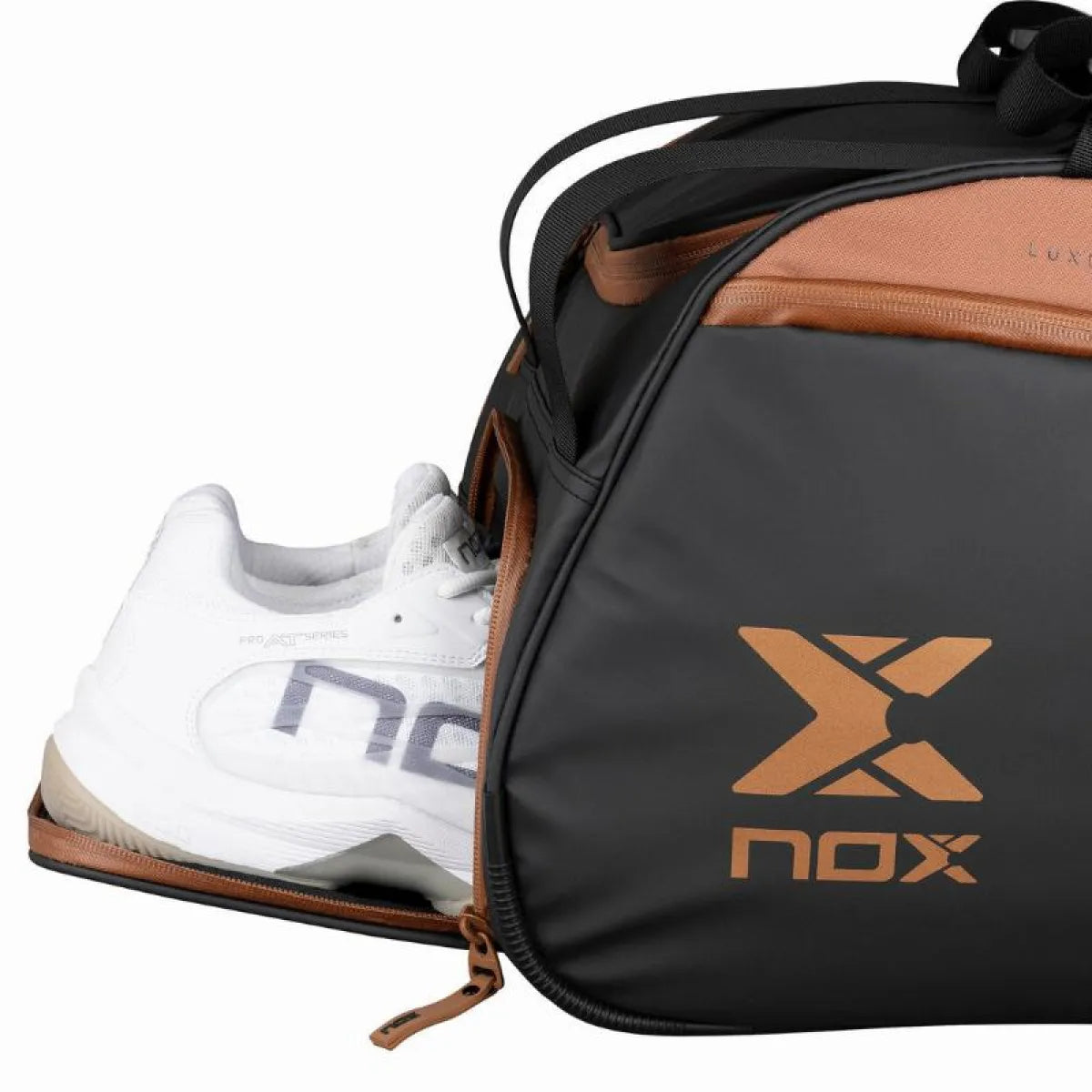 Sac de padel Nox AT10 Luxury Open Series noir marron — vue de dos
