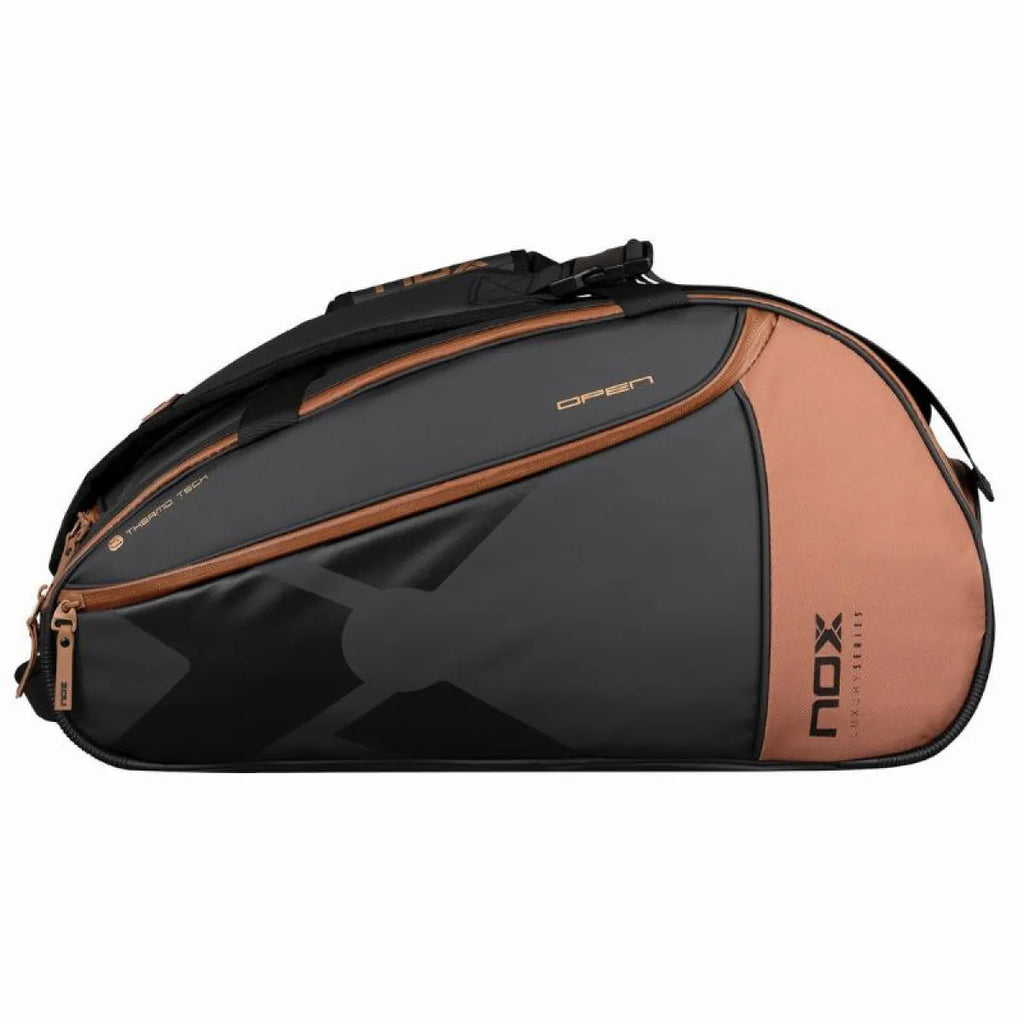 Sac de padel Nox AT10 Luxury Open Series noir marron — vue de face