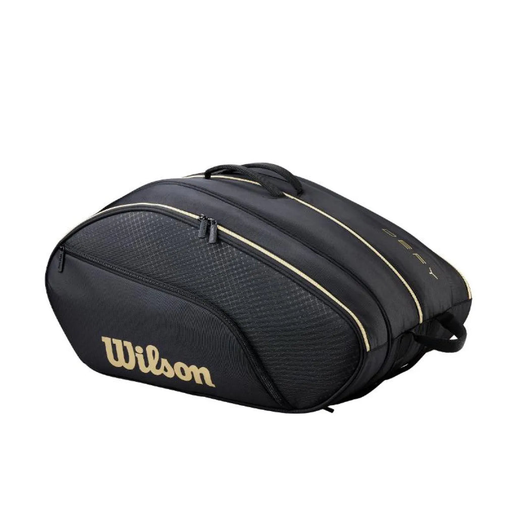 Sac de padel Wilson Defy V1 noir doré — vue de profil 2