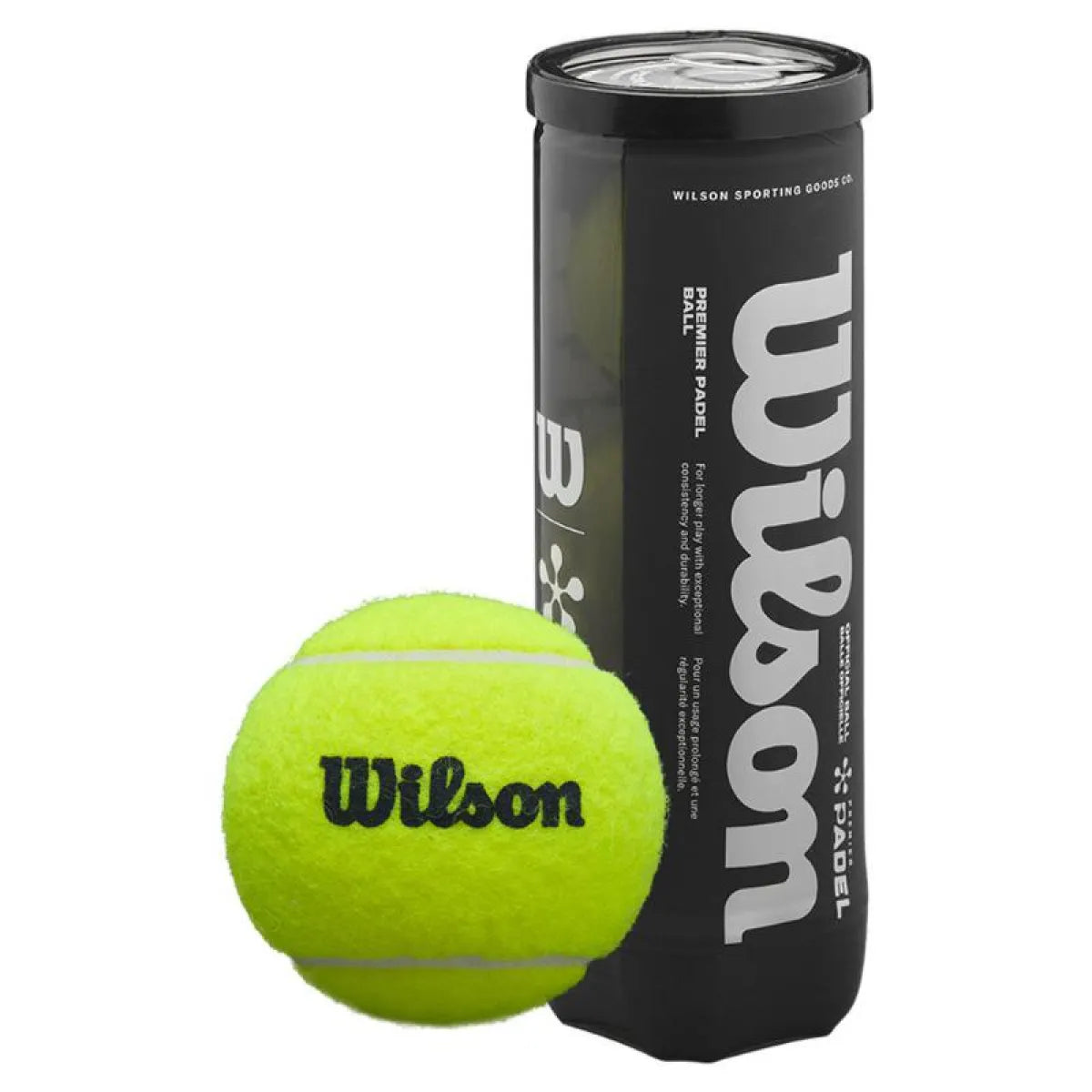 Tube de 3 balles Wilson Padel Premier — vue de profil